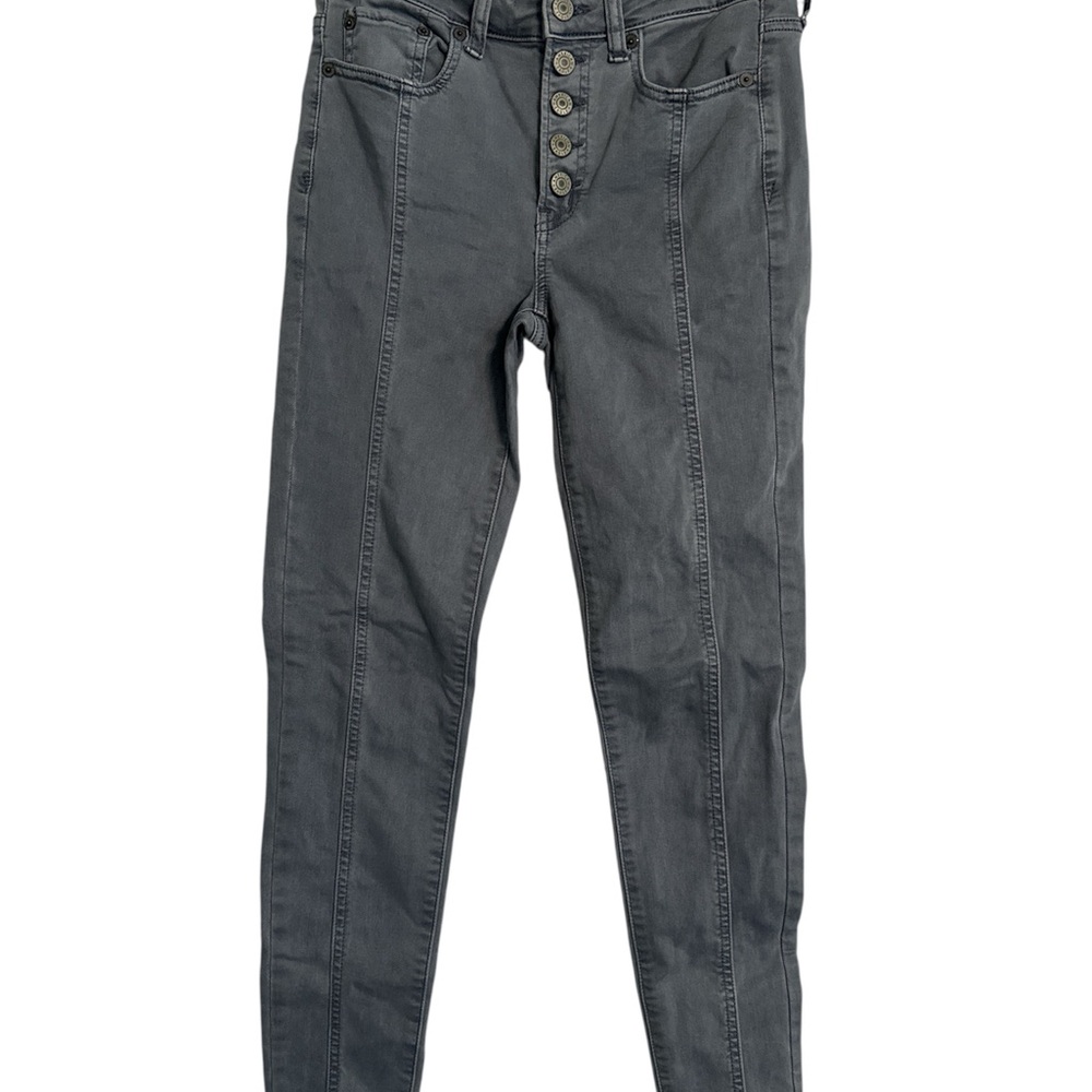 American Eagle Gray Forward Seam Skinny Jeans High Waisted Stretch Size 4 - Picture 8 of 11